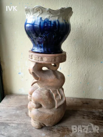 Слон дърворезба табуретка , снимка 2 - Антикварни и старинни предмети - 49966626