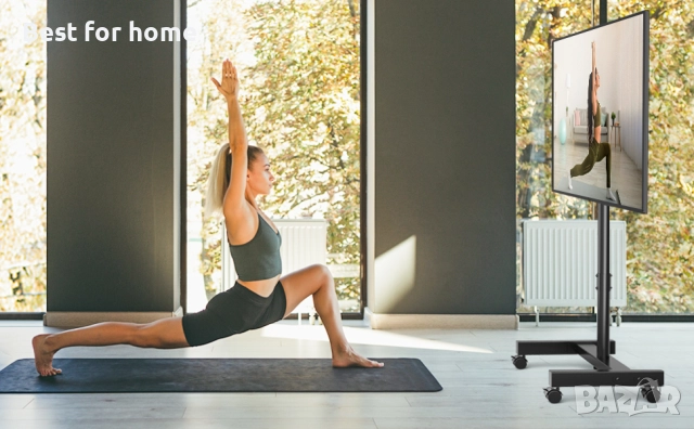 TVON ТВ стойка с колелца за TV и екрани, снимка 13 - Стойки, 3D очила, аксесоари - 52901602