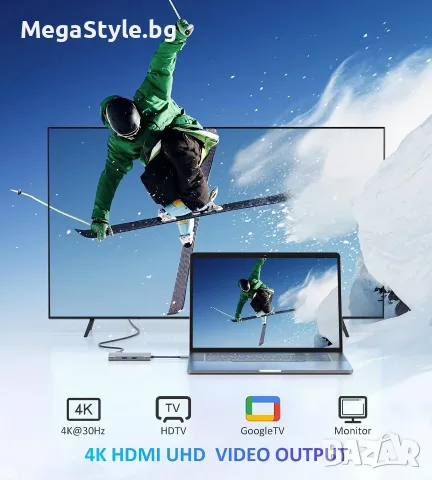 Мултифункционален Хъб UtechSmart 6-в-1 USB-C към HDMI и Ethernet, снимка 7 - Кабели и адаптери - 55741760