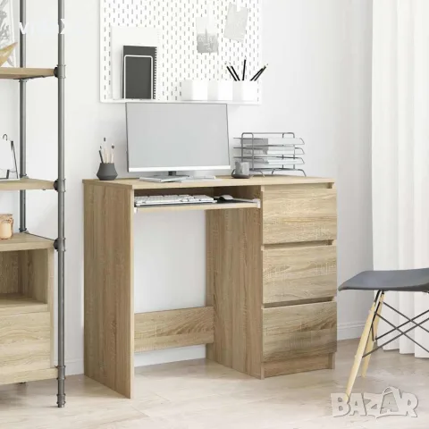 vidaXL Бюро, дъб сонома, 90x45x76 см, инженерно дърво, снимка 2 - Бюра - 56147769