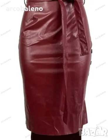 Дамска ежедневна кожена  пола със средна дължина, 3цвята , снимка 3 - Поли - 48992464