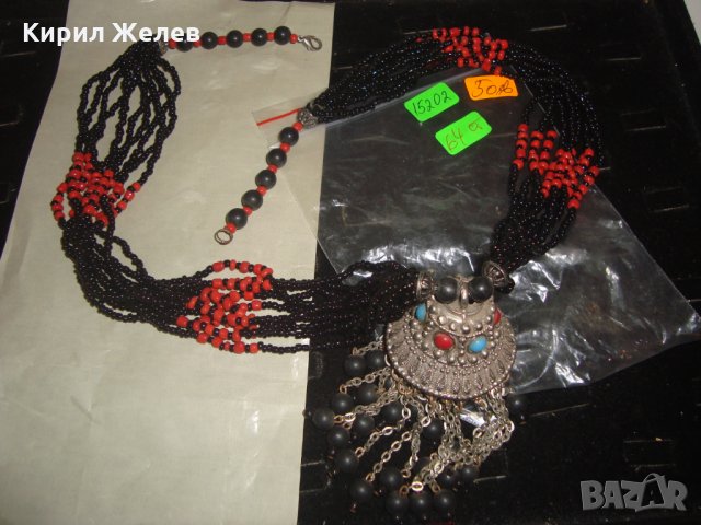 ТУАРЕГСКА ТЮРКОАЗЕНА САЧАНЕНА ОГЪРЛИЦА ТРАДИЦИОНЕН НАЦИОНАЛЕН НАКИТ с ХИЛЯДИ МЪНИСТА и КОРАЛ 15202, снимка 2 - Колиета, медальони, синджири - 30711707