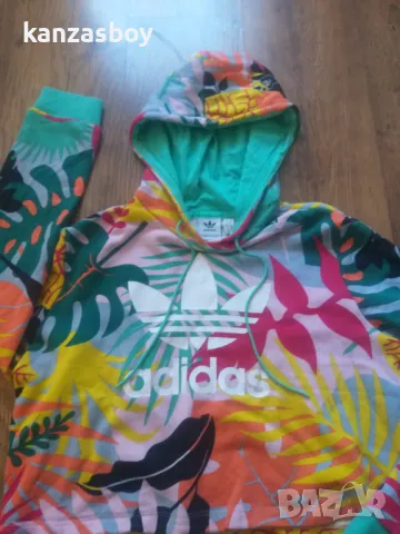 Adidas Originals Tropicalage Cropped Hoodie - страхотно дамско горнище КАТО НОВО L, снимка 5 - Блузи с дълъг ръкав и пуловери - 47655390