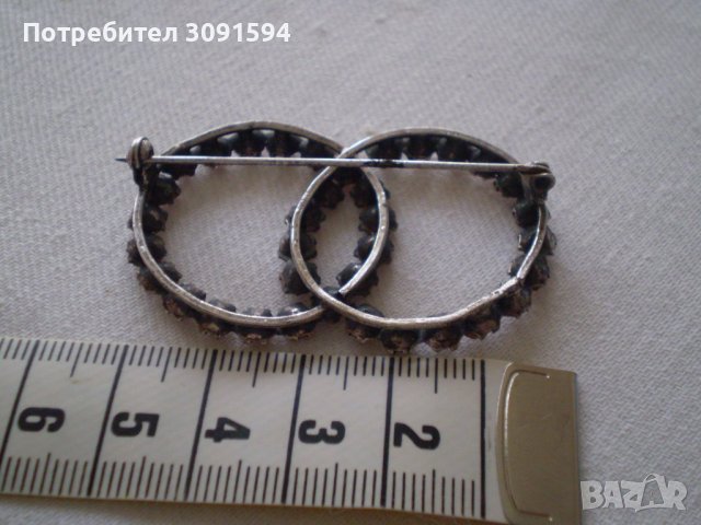 Дамска брошка  с кристали и сребърно покритие, снимка 3 - Антикварни и старинни предмети - 36648883