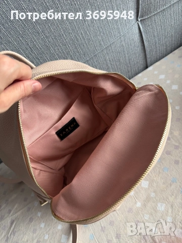 Кожена раница Zarena в цвят пудра, снимка 13 - Раници - 53845806