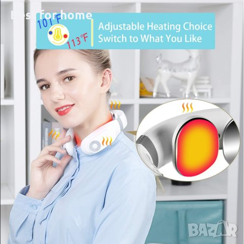 HEZHENG Висококачествен Електроимпулсен EMS масажор за врата с регулируема топлина, снимка 3 - Масажори - 42764188