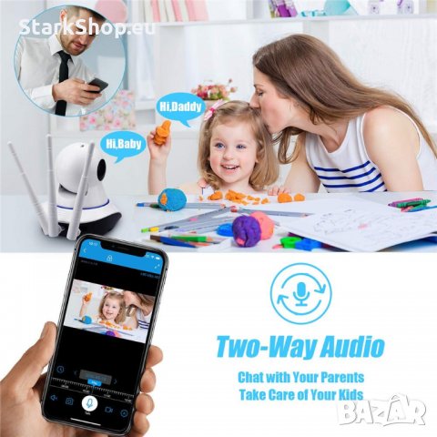 RoboCam Безжична WiFi камера за видеонаблюдение с три антени - бебефон, снимка 5 - IP камери - 29219133