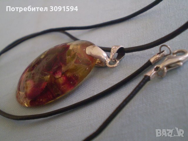 Висулка цвете с кожа и сребро 925, снимка 11 - Антикварни и старинни предмети - 36952471