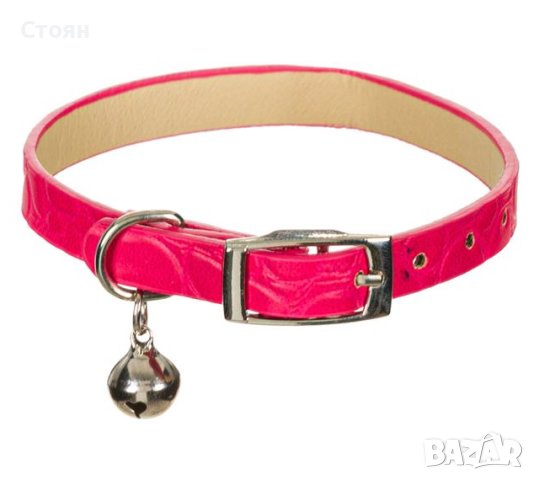 Червен PU нашийник за домашни любимци със звънец 32x1 см