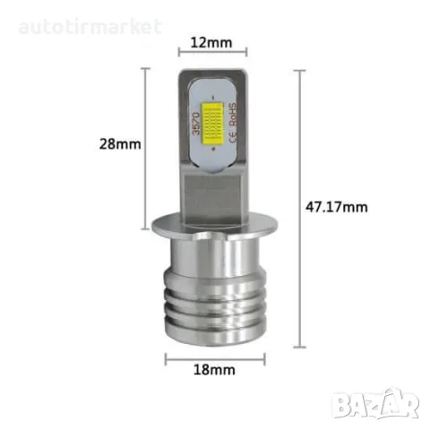 LED крушки за халоген H3 мини – NA017-H3, снимка 5 - Аксесоари и консумативи - 56053256