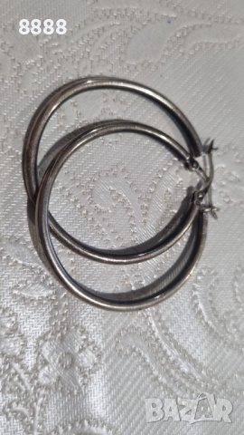 Сребърни обеци 925 класически халки , снимка 2 - Обеци - 44264251