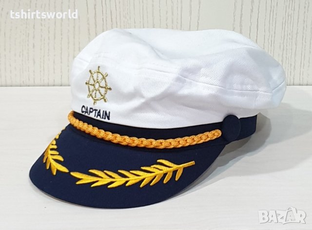 Нова бяла капитанска шапка CAPTAIN с Рул, Унисекс, снимка 3 - Шапки - 37728673