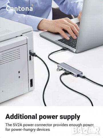 UGREEN USB 3.0 хъб 4-портов, USB удължител с със захранващ изход, снимка 2 - Други - 38555168