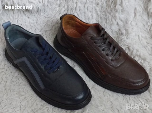 Обувки, естествена кожа, кафяви и сини, код 5/78