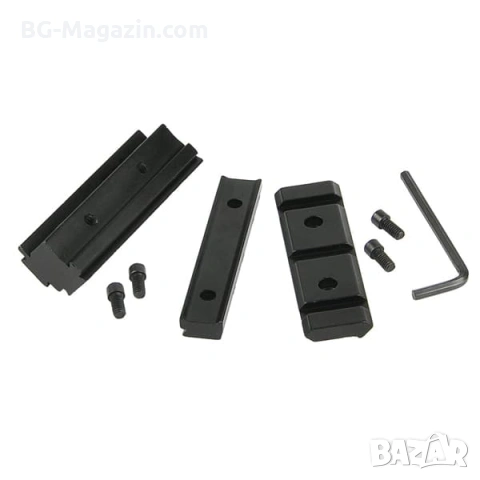 Преходна шина 11мм към 22мм Weaver Picatinny - монтаж с повдигане и релси, снимка 10 - Оборудване и аксесоари за оръжия - 54027573