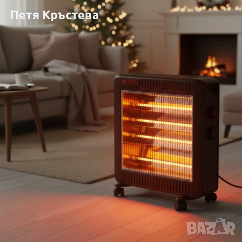 Кварцова печка 2200W с 4 тръби – бързо отопление и нисък разход, снимка 4 - Отоплителни печки - 52580035