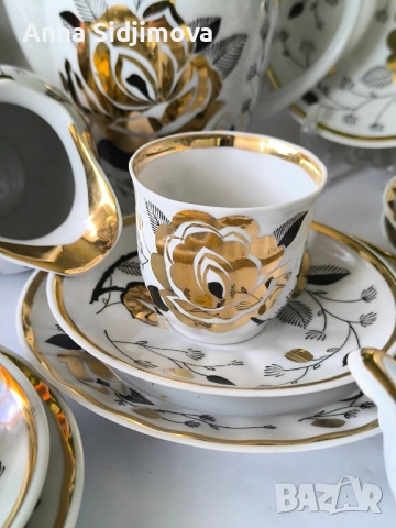 Руски порцелан сервиз за кафе Вербилки , снимка 2 - Сервизи - 52161942