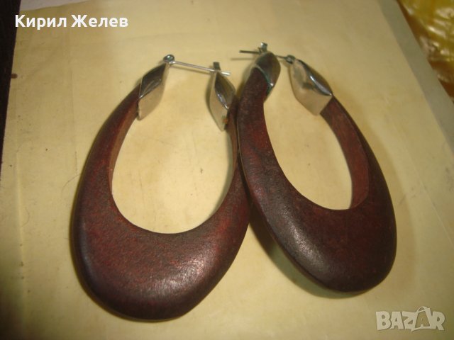 МНОГО СТИЛНИ и ЕЛЕГАНТНИ ПОСРЕБРЕНИ АРТ ОБЕЦИ от ЧЕРВЕНО САНДАЛОВО ДЪРВО РЪЧНА ИЗРАБОТКА 29479, снимка 3 - Обеци - 37660683