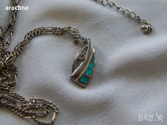 Сребърно колие с опали, снимка 2 - Колиета, медальони, синджири - 44213234