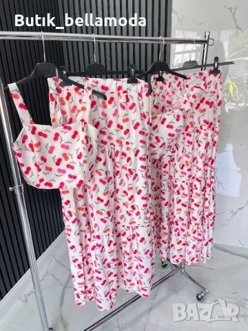 Бял сет топ и пола cherry 