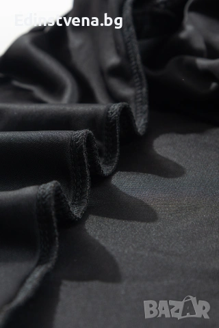 Дамска къса рокля кадифе с дълъг ръкав в черно, снимка 9 - Рокли - 53081777