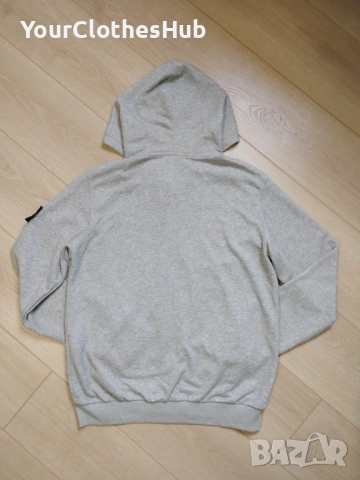Stone Island L size Мъжки светлосив суитшърт с цип и качулка, снимка 2 - Спортни дрехи, екипи - 52925924