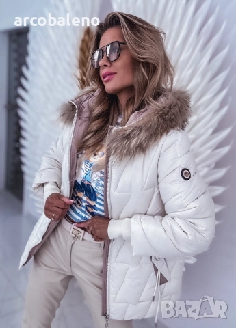 Дамско ватирано яке с лисича кожа, 2цвята , снимка 12 - Якета - 52155165