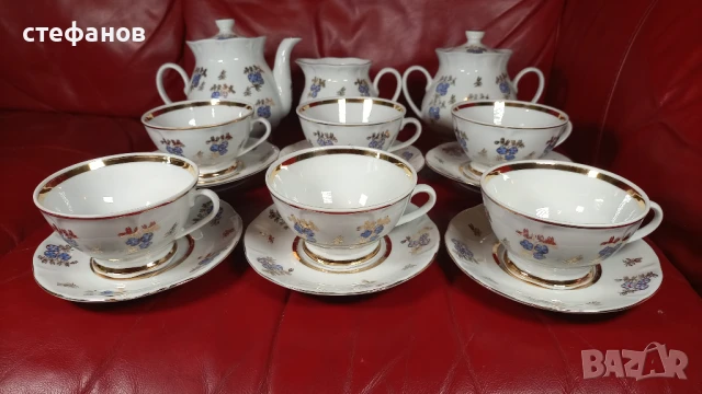 Порцеланов комплект за кафе, две канички, захарничка, снимка 12 - Сервизи - 50527344