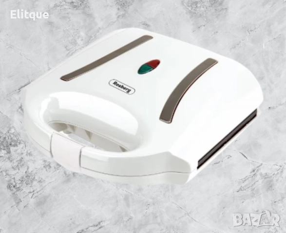 Тостер-сандвич Rosberg 750W, Грил незалепващи плочи, Бял/Червен/Черен, снимка 3 - Друга електроника - 52889140