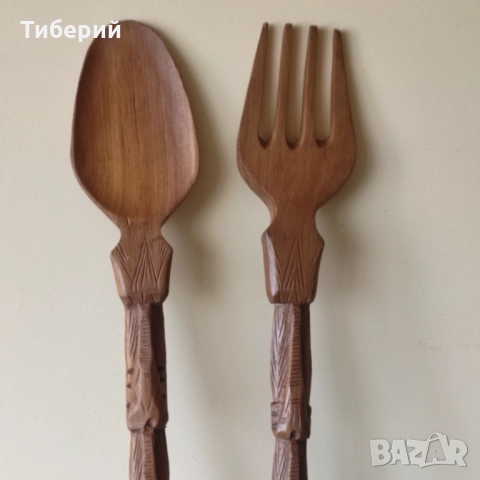 Дървена лъжица и вилица големи, снимка 8 - Декорация за дома - 52070801