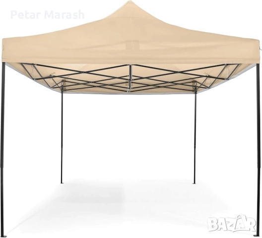 Луксозна шатра KraftWorld 3×4.5 м – премиум бежово платнище, сгъваема конструкция, снимка 10 - Градински мебели, декорация  - 51465182