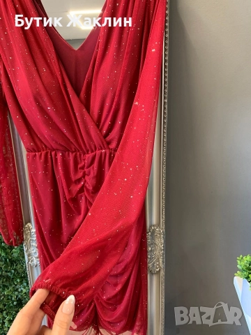 Празнична рокля от нежна органзена материя с блясък , снимка 3 - Рокли - 52676765