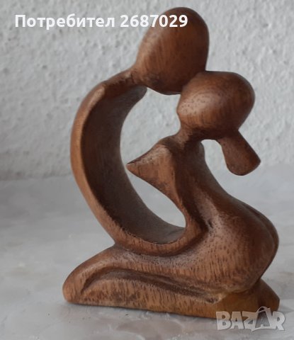 любов целувка дървена фигура статуетка дърворезба, снимка 2 - Статуетки - 37053453