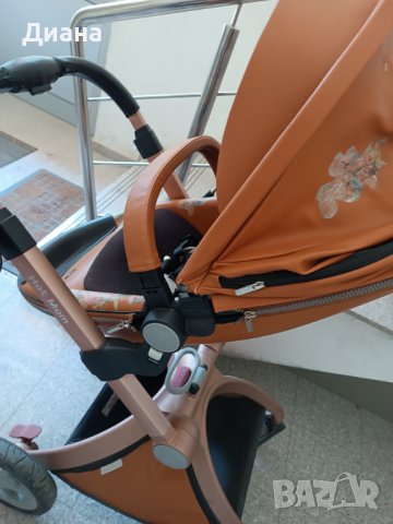 Бебешка количка Hot Mom, Модел 2 в 1, Еко кожа, Кафяв цвят, снимка 5 - Детски колички - 44443318