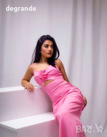 Розова рокля с цвете, снимка 4 - Рокли - 50908076