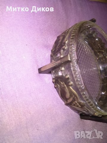 Кристална фруктиера за бонбони -ядки и други с метална инкрустация, снимка 3 - Сервизи - 32149364