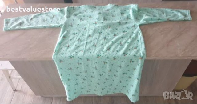 Светлозелена С Цветя Дамска Памучна Нощница Размер XL, снимка 2 - Нощници - 30311178