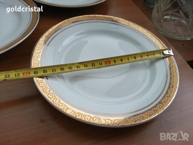 Стар български порцелан чинии с златен кант , снимка 5 - Антикварни и старинни предмети - 39897654