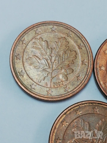 лот 5 евро-цента Германия-2002 г.с букви A;D;G;J, снимка 2 - Нумизматика и бонистика - 53936034
