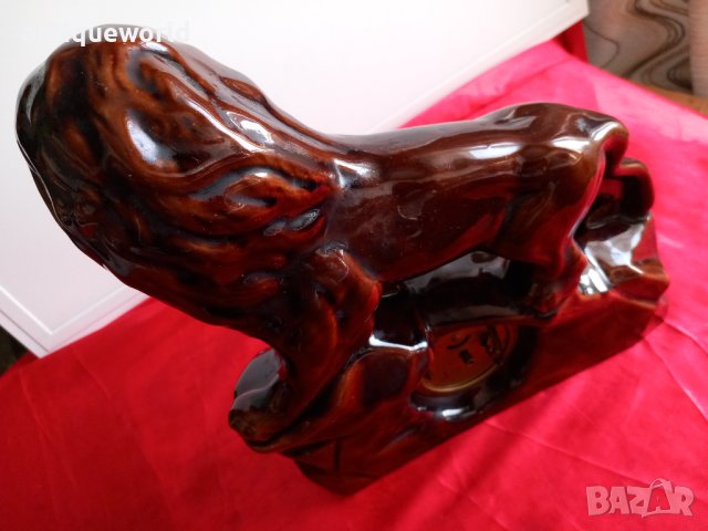 Стар Немски Порцеланов Настолен Каминен Часовник ЛЪВ, снимка 6 - Антикварни и старинни предмети - 44413387