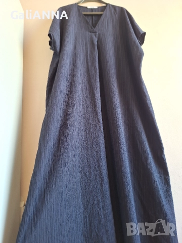 ДЪЛГА ТЪМНОСИНЯ РОКЛЯ 3XL-5XL, снимка 2 - Рокли - 51637100