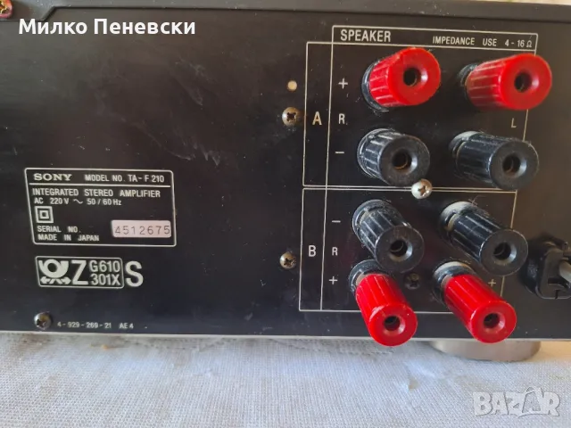 SONY TA F 210  HI FI   STEREO AMPLIFIER.  POWER  2 .57 W. 8 OHM.,2.80 w. 4 OHM., снимка 5 - Ресийвъри, усилватели, смесителни пултове - 50440950