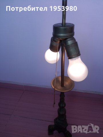 Стара бронзова лампа, снимка 4 - Антикварни и старинни предмети - 31770987