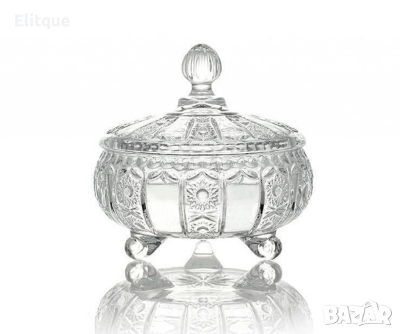 Стилна стъклена купичка с капаче за ядки, бонбони и др., снимка 3 - Други стоки за дома - 52903401