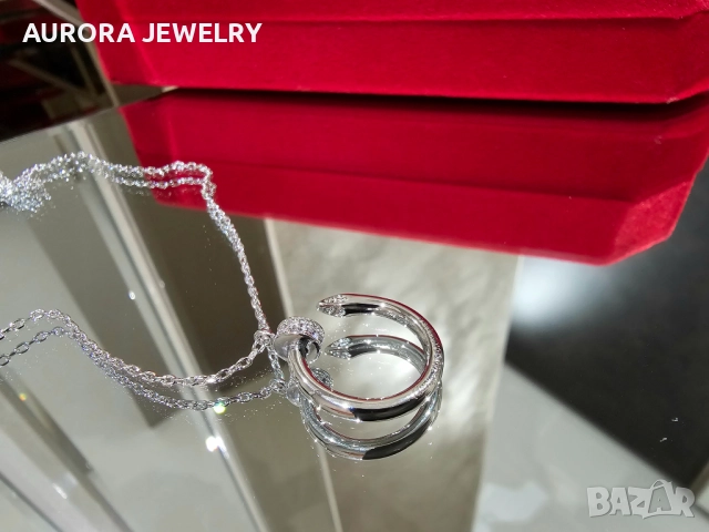 CARTIER Nail Juste un Clou Silver Diamonds Pendant Дамско Колие Пирон, снимка 3 - Колиета, медальони, синджири - 52818816