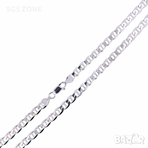 Голяма сребърна верижка от Италия с родиево покритие, снимка 9 - Колиета, медальони, синджири - 53124967