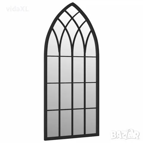 vidaXL Градинско огледало черно 100x45 см желязо за външна употреба