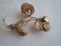  стара брошка цвете  от дубле със  червен кристал, снимка 6