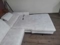Кремав ъглов диван от плат с лежанка MM-ZE1126 с ел. механизъм, снимка 9