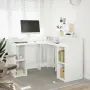 vidaXL Бюро с LED осветление, бяло, 130x130x91 см, инженерно дърво, снимка 3